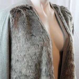 Charter Club Faux Fur Cardigan Sweater Gray NEW